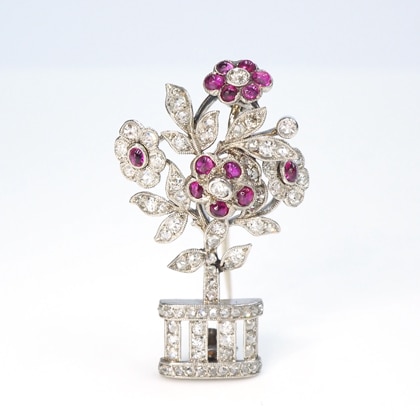 アンティークジュエリー アンティークブローチ ダイヤモンド ルビー