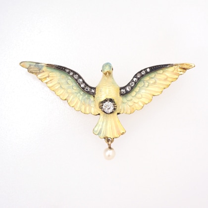ブローチ エナメル 鳩 ブローチ
