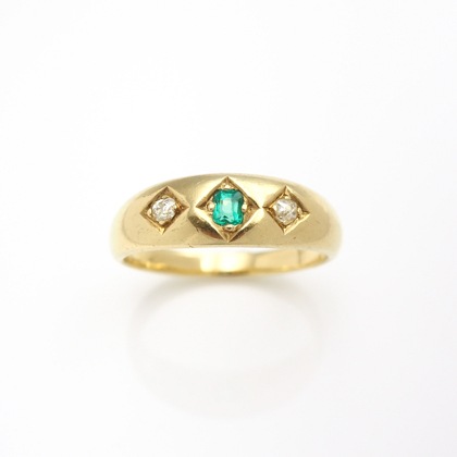 ジプシーリング　エメラルド　アンティーク アンティークジュエリー アンティークリング エメラルド ダイヤモンド