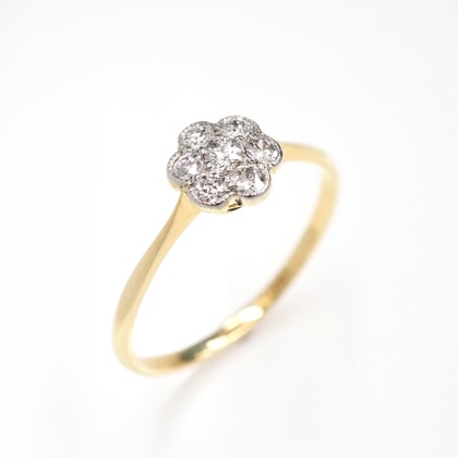 リング アンティーク ダイヤモンド クラスター リング