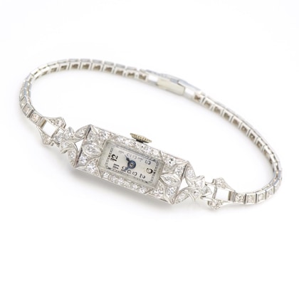 その他ブランド アールデコ レクタンギュラ―Ptケース ダイヤモンドブレスレット