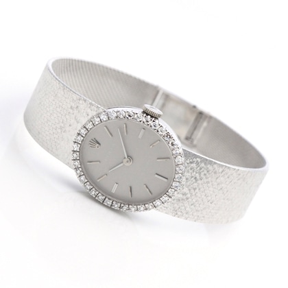 ロレックス グレーダイヤル ダイヤモンドベゼル オーバルWGケース