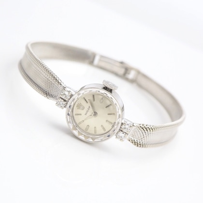 ロレックス ダイヤモンドアクセント カットガラス ラウンド WGケース