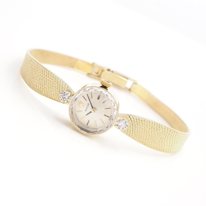 ロレックス ダイヤモンドアクセント カットガラス ラウンド YGケース