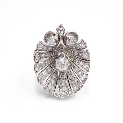 アンティークジュエリー アンティークブローチ ダイヤモンド シェル