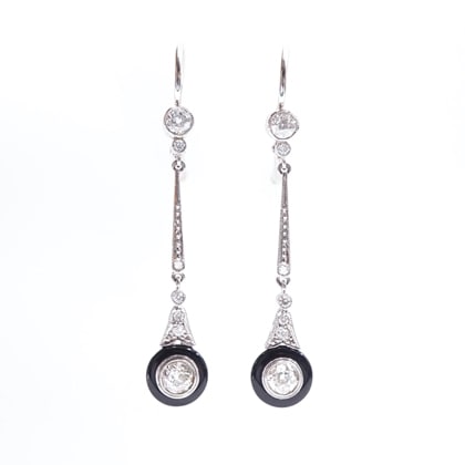 イヤリング&ピアス アール・デコ オニキスダイヤモンド ピアス