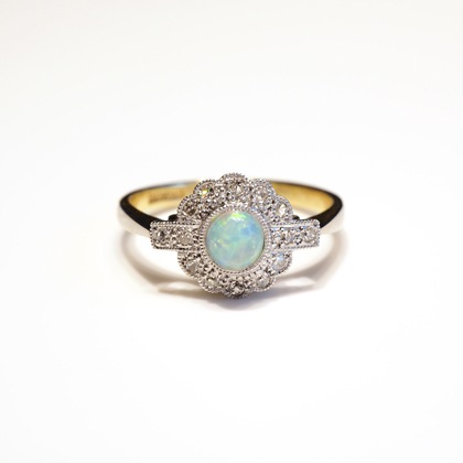 アンティークジュエリー アンティークリング オパール ダイヤモンド