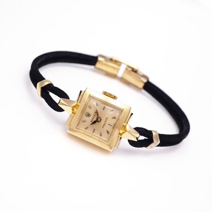 ロレックス スクエア YGケース コードブレスレット