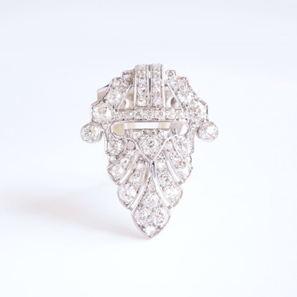 ブローチ ダイヤモンド 透かし細工 クリップブローチ