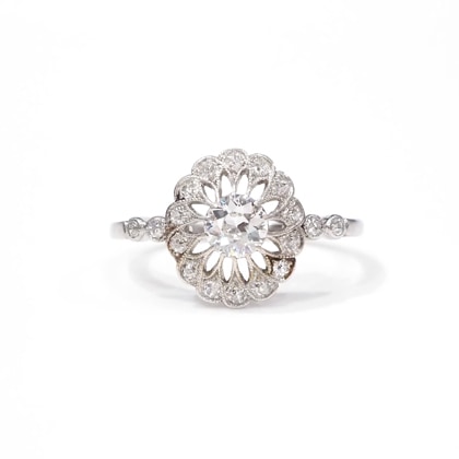 リング ダイヤモンド 透かし細工 アンティークリング