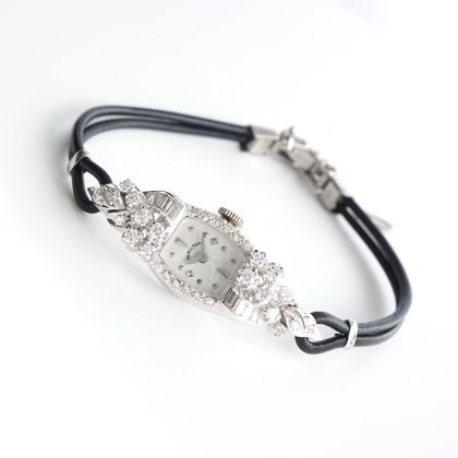 ハミルトン ダイヤモンド装飾 トノー ホワイトゴールドケース