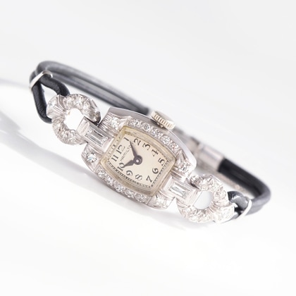 ハミルトン ダイヤモンド装飾 トノー プラチナケース