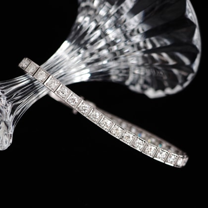 ブレスレット ダイヤモンド プラチナ 彫刻装飾 アンティークブレスレット