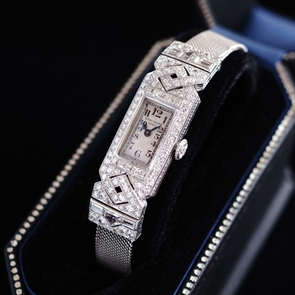 パテック・フィリップ アール・デコ ダイヤモンド装飾 プラチナケース ホワイトゴールドメッシュブレスレット