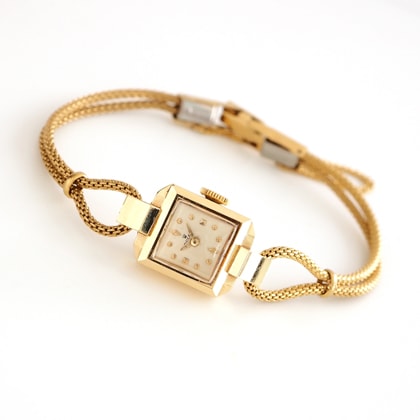 ロレックス スクエア ゴールドケース コードブレスレット