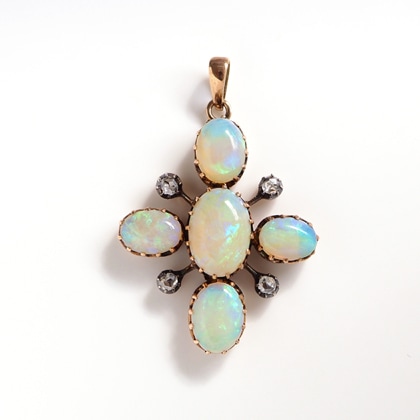 ネックレス オパール ダイヤモンド アンティークペンダント