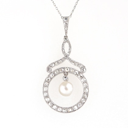 ネックレス パール ダイヤモンド アンティーク ペンダントネックレス