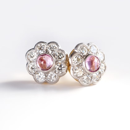 リプロダクション City of London シティオブロンドン ピンクサファイア クラスターピアス