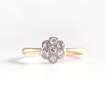 リング ダイヤモンド クラスター アンティークリング