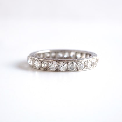 リング ダイヤモンド 彫刻装飾 エタニティ アンティークリング