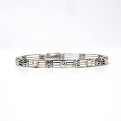 ブレスレット ダイヤモンド パール アンティークブレスレット