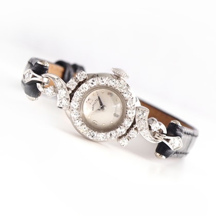 ハミルトン ダイヤモンド装飾 ラウンド ホワイトゴールドケース