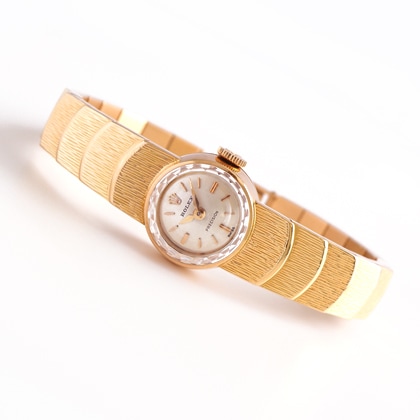 ロレックス カットガラス ラウンド ゴールドケース ユニークブレスレット