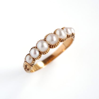 リング パール ハーフエタニティ アンティークリング