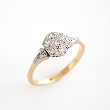 アンティークジュエリー リング ヘキサゴン ダイヤモンド アンティークリング