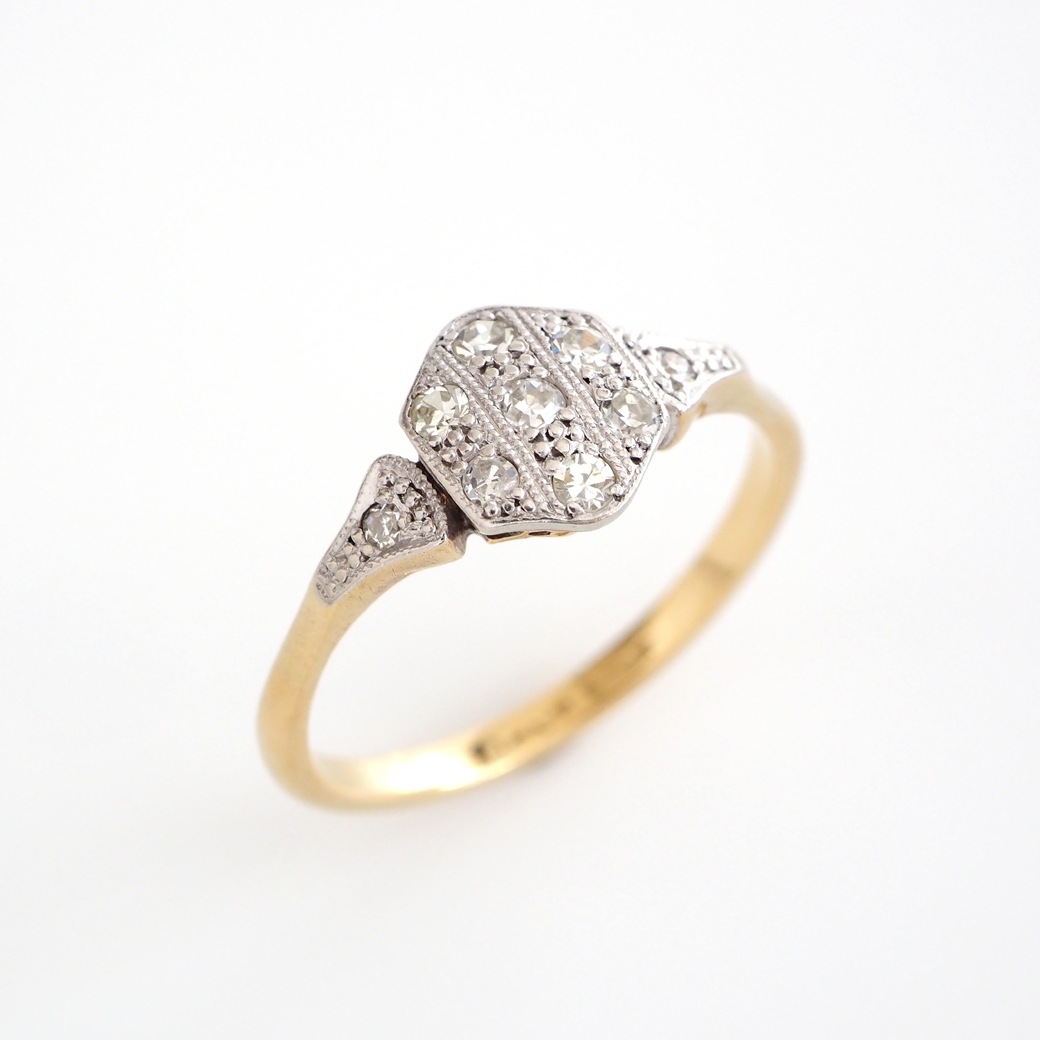 アンティークジュエリー リング ヘキサゴン ダイヤモンド アンティークリング