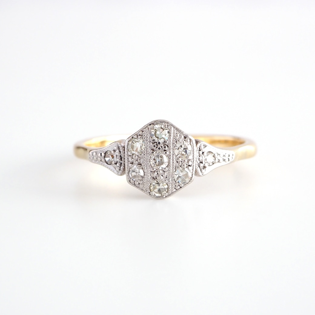 アンティークジュエリー リング ヘキサゴン ダイヤモンド アンティークリング