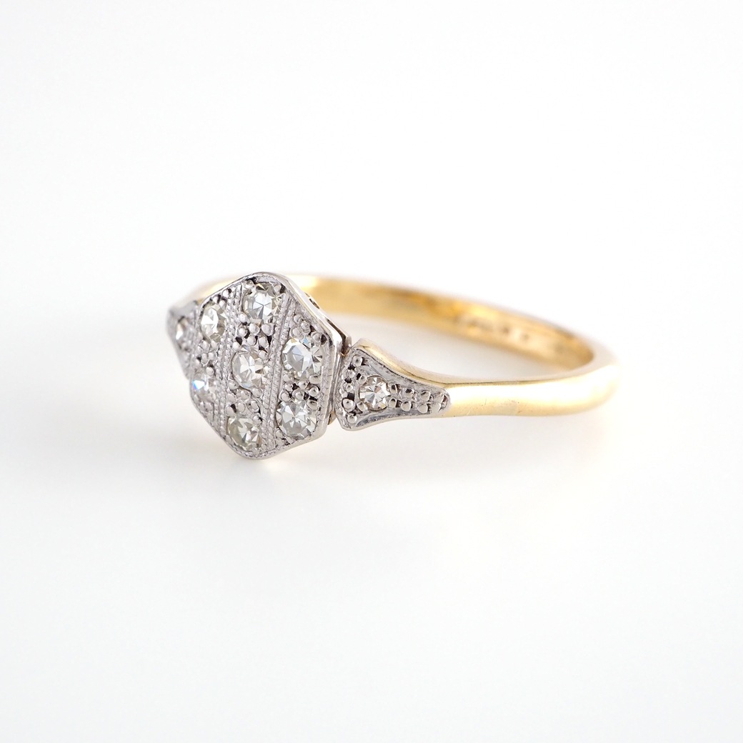 アンティークジュエリー リング ヘキサゴン ダイヤモンド アンティークリング