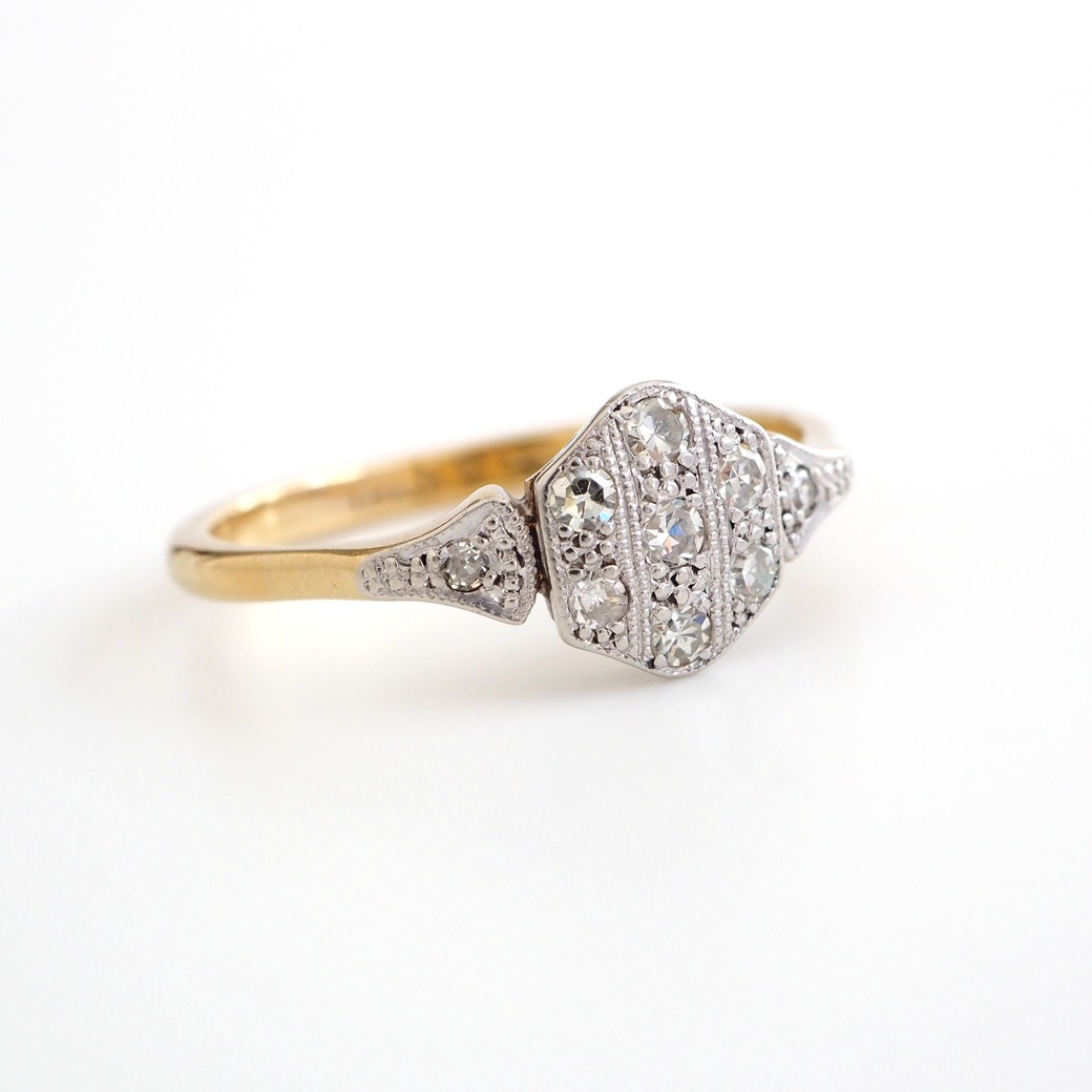 アンティークジュエリー リング ヘキサゴン ダイヤモンド アンティークリング