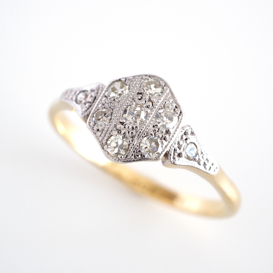 アンティークジュエリー リング ヘキサゴン ダイヤモンド アンティークリング