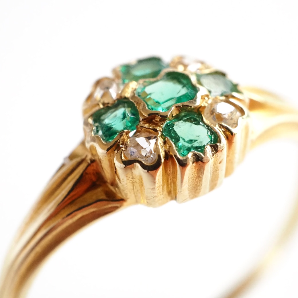 アンティークジュエリー リング エメラルド ダイヤモンド アンティークリング