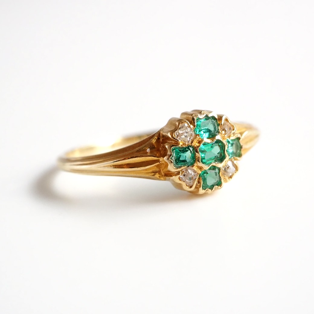 アンティークジュエリー リング エメラルド ダイヤモンド アンティークリング