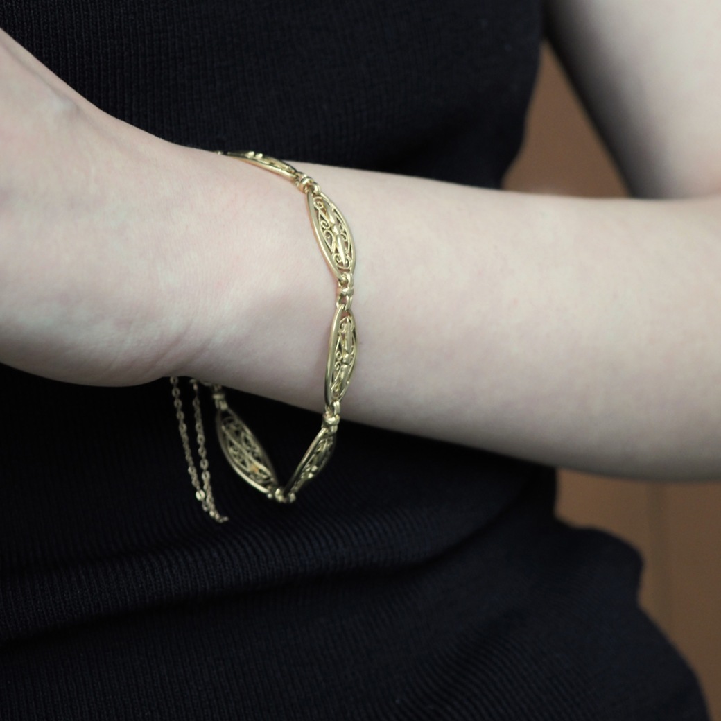 アンティークジュエリー ブレスレット 透かし ゴールド ブレスレット