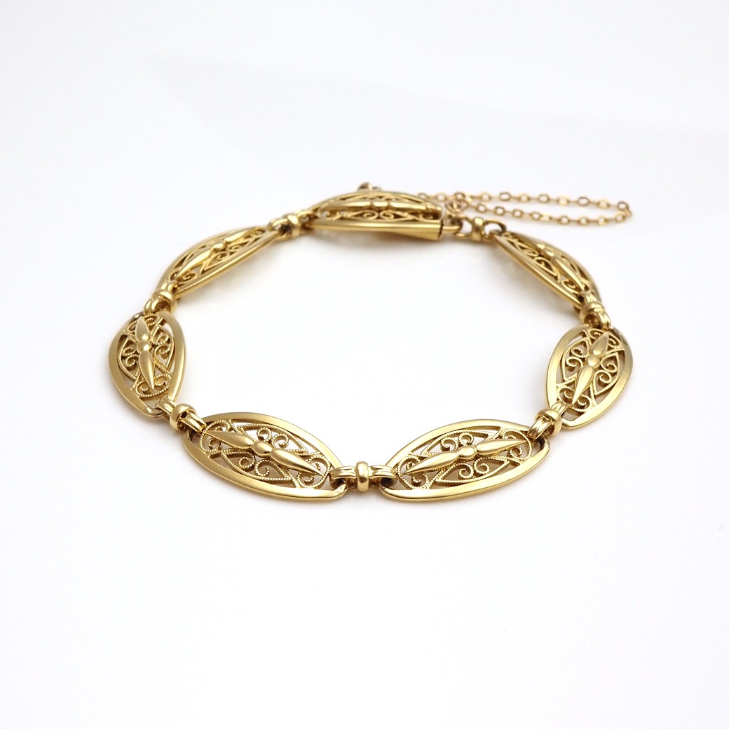 アンティークジュエリー ブレスレット 透かし ゴールド ブレスレット