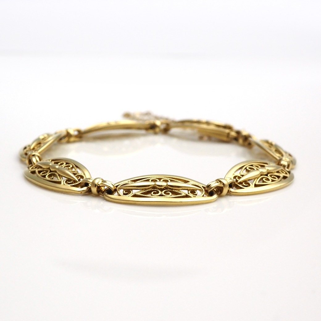 アンティークジュエリー ブレスレット 透かし ゴールド ブレスレット