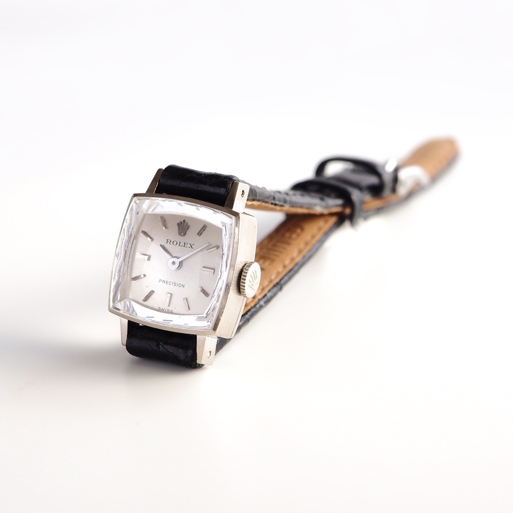 アンティークウォッチ ロレックス カットガラス クッション ホワイトゴールドケース