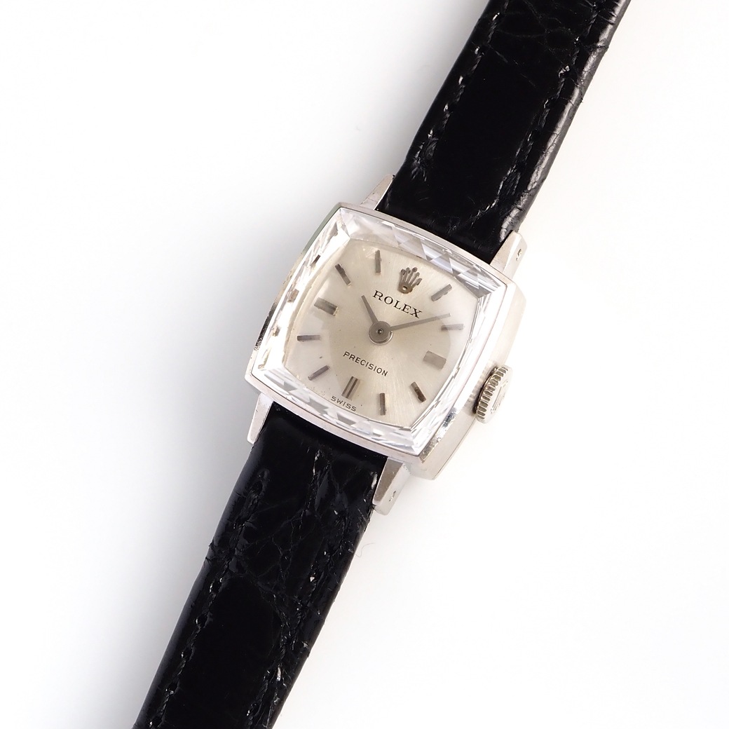 アンティークウォッチ ロレックス カットガラス クッション ホワイトゴールドケース