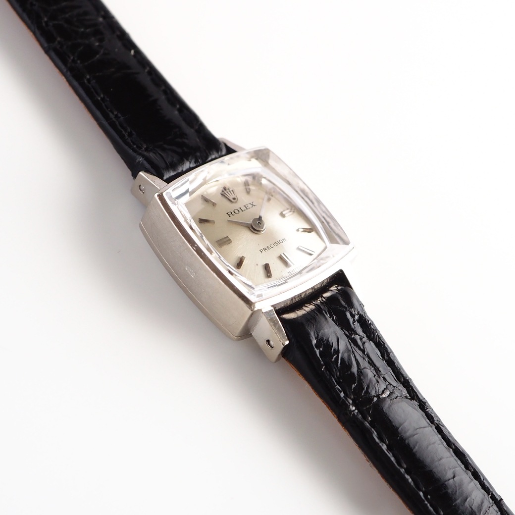 アンティークウォッチ ロレックス カットガラス クッション ホワイトゴールドケース