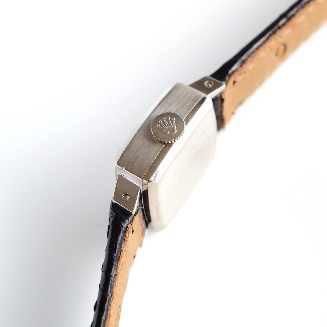 アンティークウォッチ ロレックス カットガラス クッション ホワイトゴールドケース