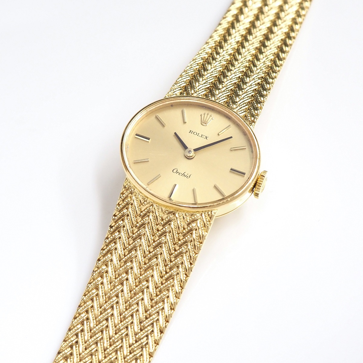 アンティークウォッチ ロレックス Orchid オーバル YGケース テクスチャブレスレット