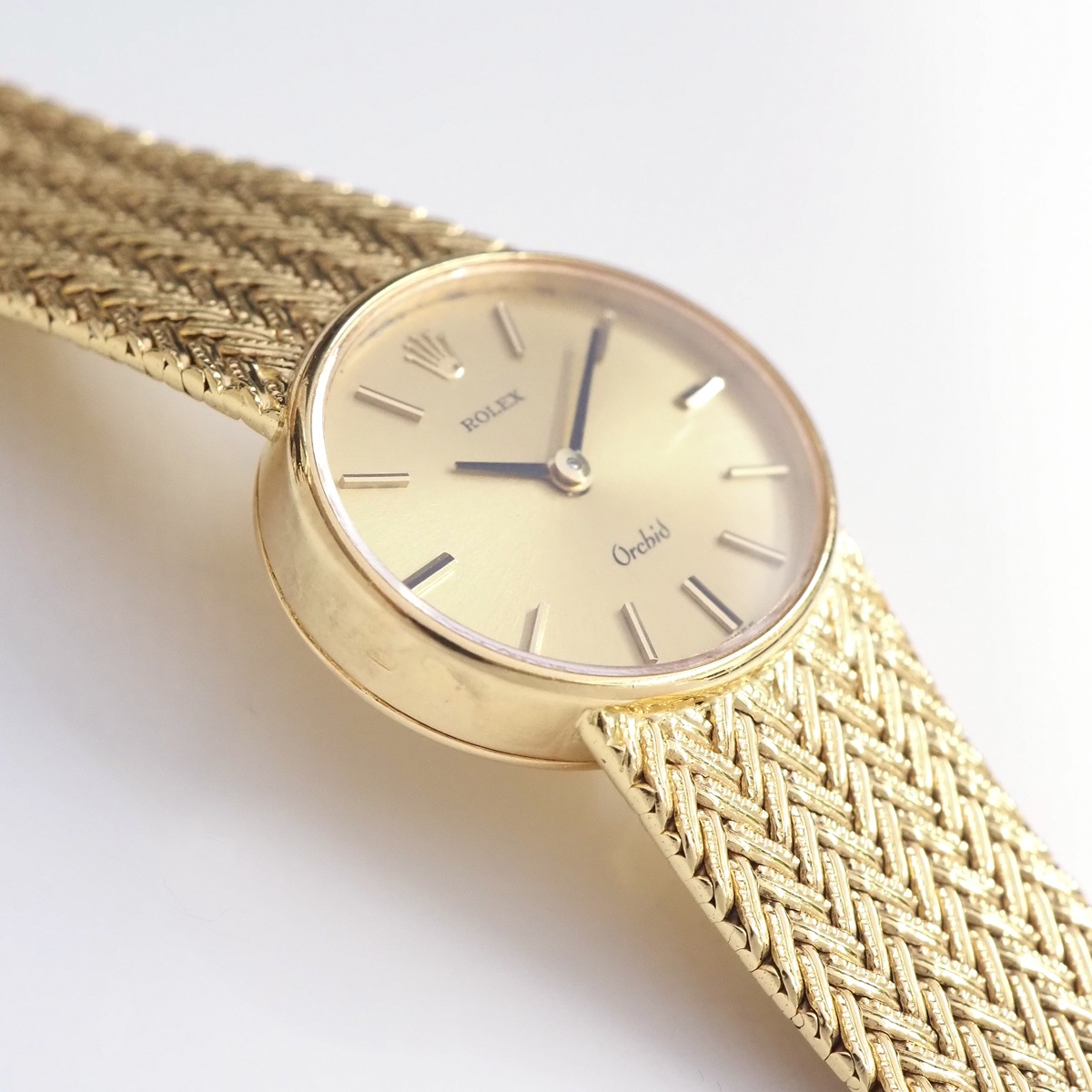 アンティークウォッチ ロレックス Orchid オーバル YGケース テクスチャブレスレット