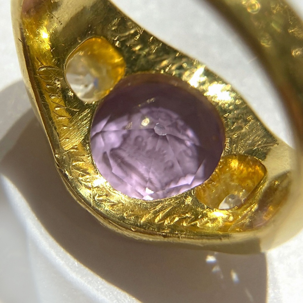 アンティークジュエリー リング アメシスト クラウンモチーフ インタリオリング