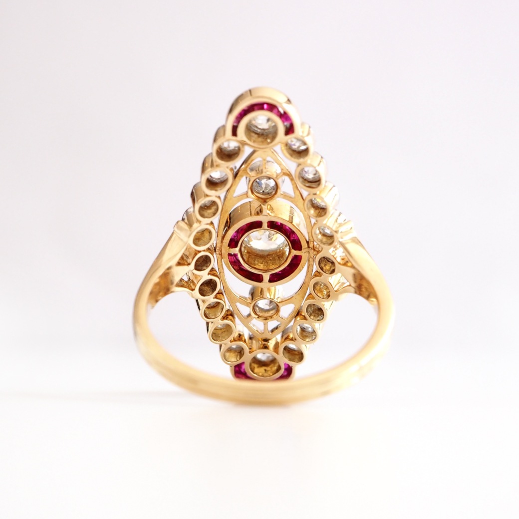 アンティークジュエリー リング ダイヤモンド シンセティックルビー アンティークリング