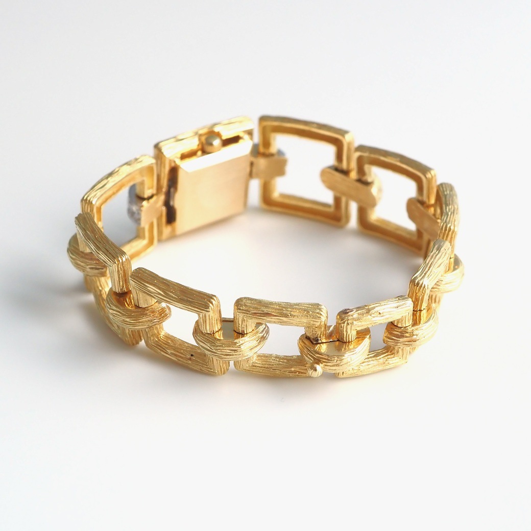 アンティークウォッチ ロレックス ダイヤモンドアクセント スクエアゴールドケース バンブーモチーフブレスレット