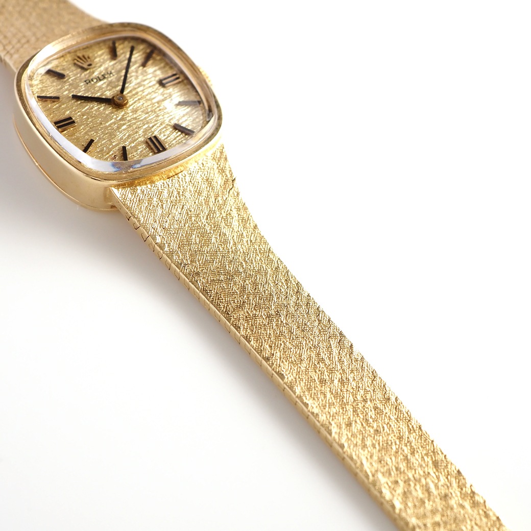 アンティークウォッチ ロレックス テクスチャーダイヤル スクエア ゴールドケース ブレスレット