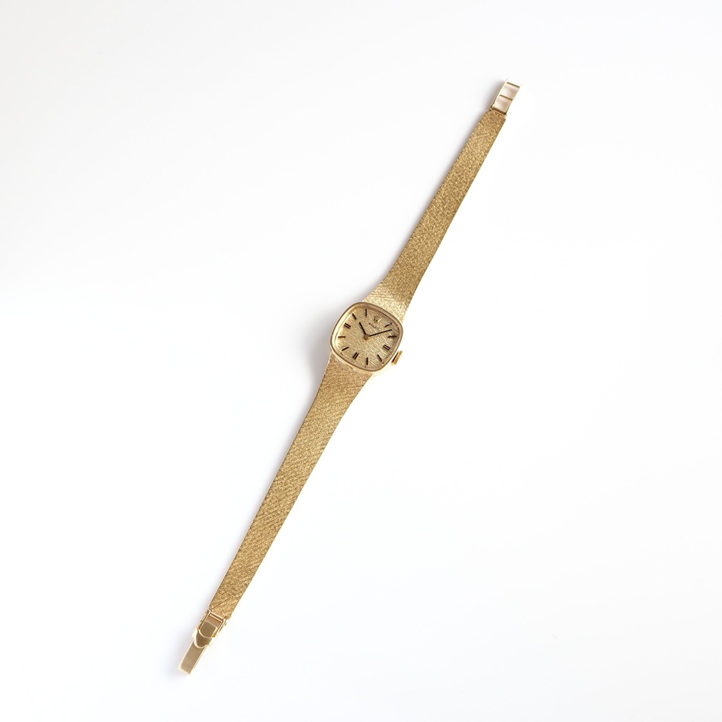 アンティークウォッチ ロレックス テクスチャーダイヤル スクエア ゴールドケース ブレスレット